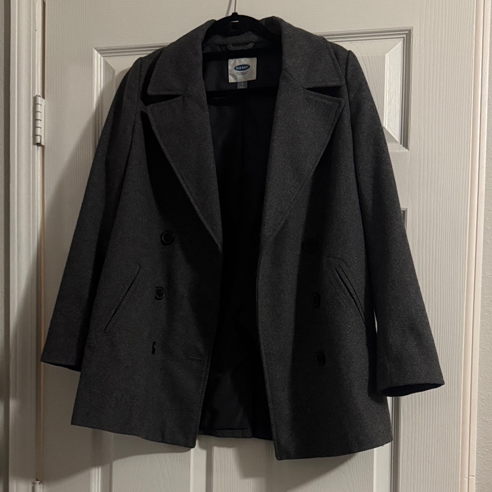 Old Navy Gray Double-Breasted Pea Coat